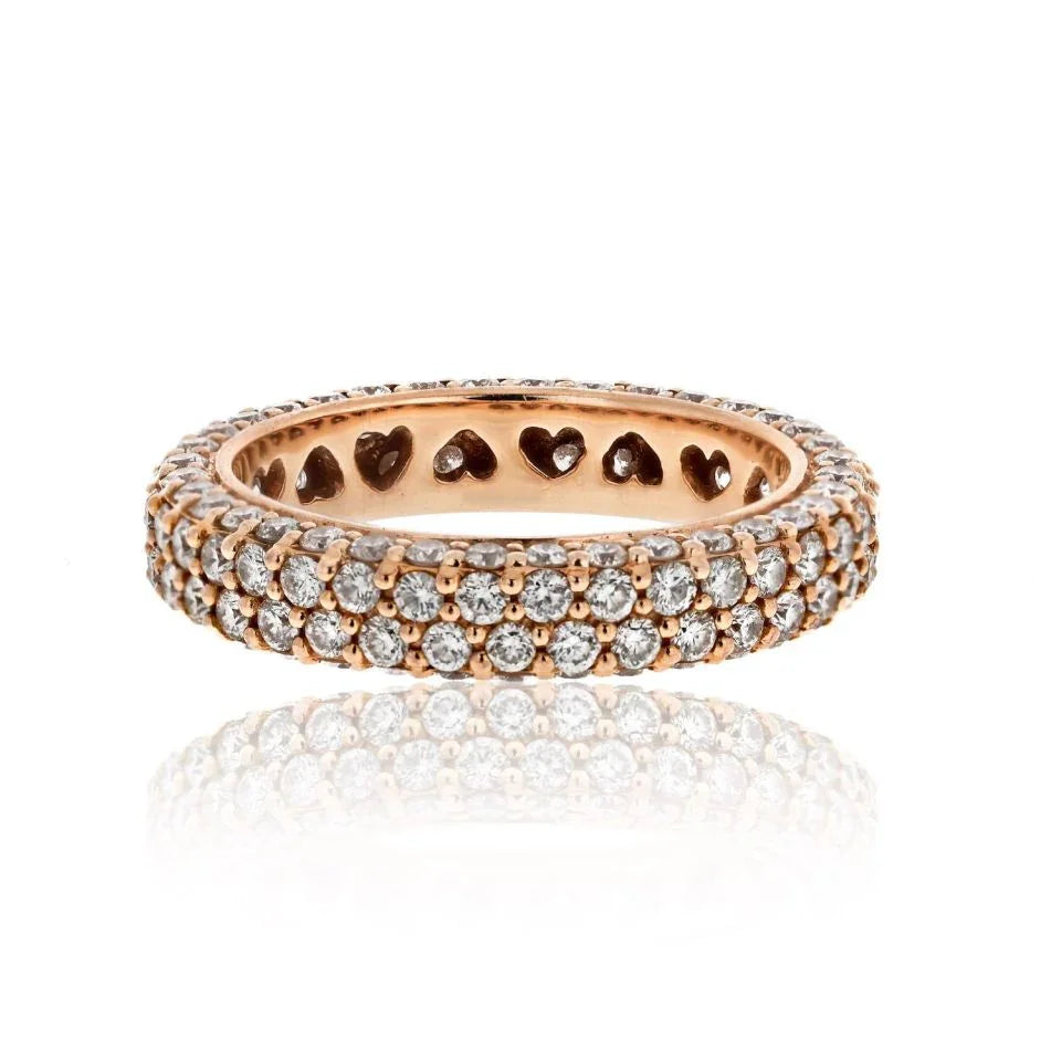 18K Rose Gold 4.00cttw Round Cut Diamond Eternity Ring - The Back Vault