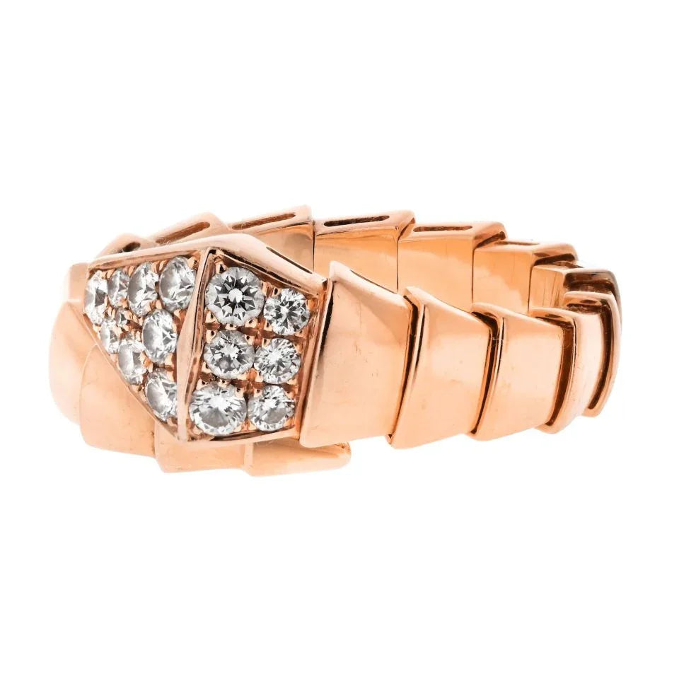 Bvlgari Serpenti 18K Yellow Gold Viper Diamond Ring - The Back Vault