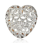 Platinum & 18K Yellow Gold 5.00cttw Victorian Diamond Heart Brooch - The Back Vault
