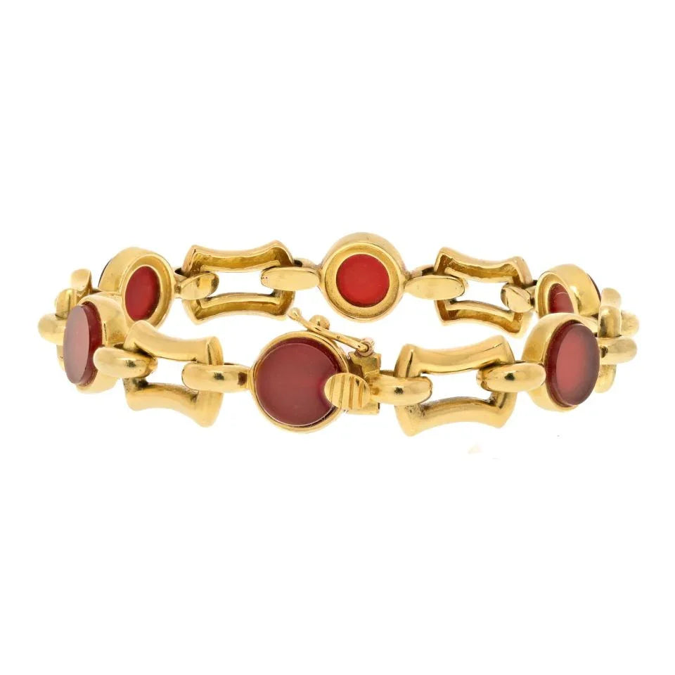 Tiffany & Co. 18K Yellow Gold Carnelian Link Bracelet - The Back Vault