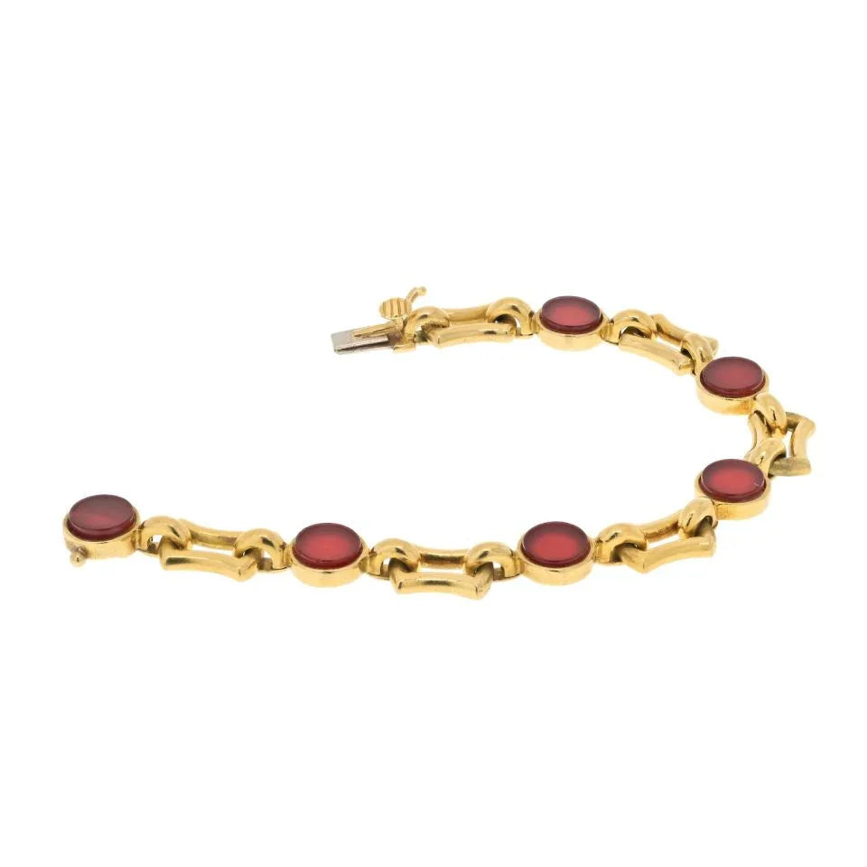 Tiffany & Co. 18K Yellow Gold Carnelian Link Bracelet - The Back Vault