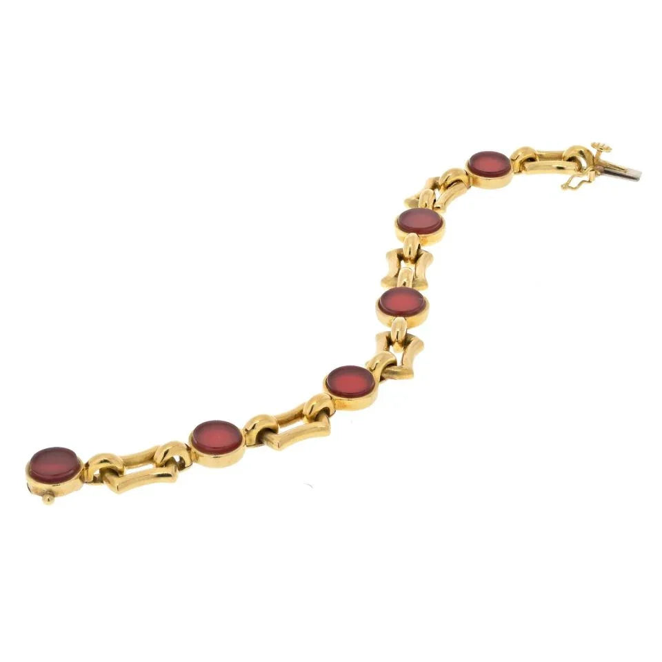 Tiffany & Co. 18K Yellow Gold Carnelian Link Bracelet - The Back Vault
