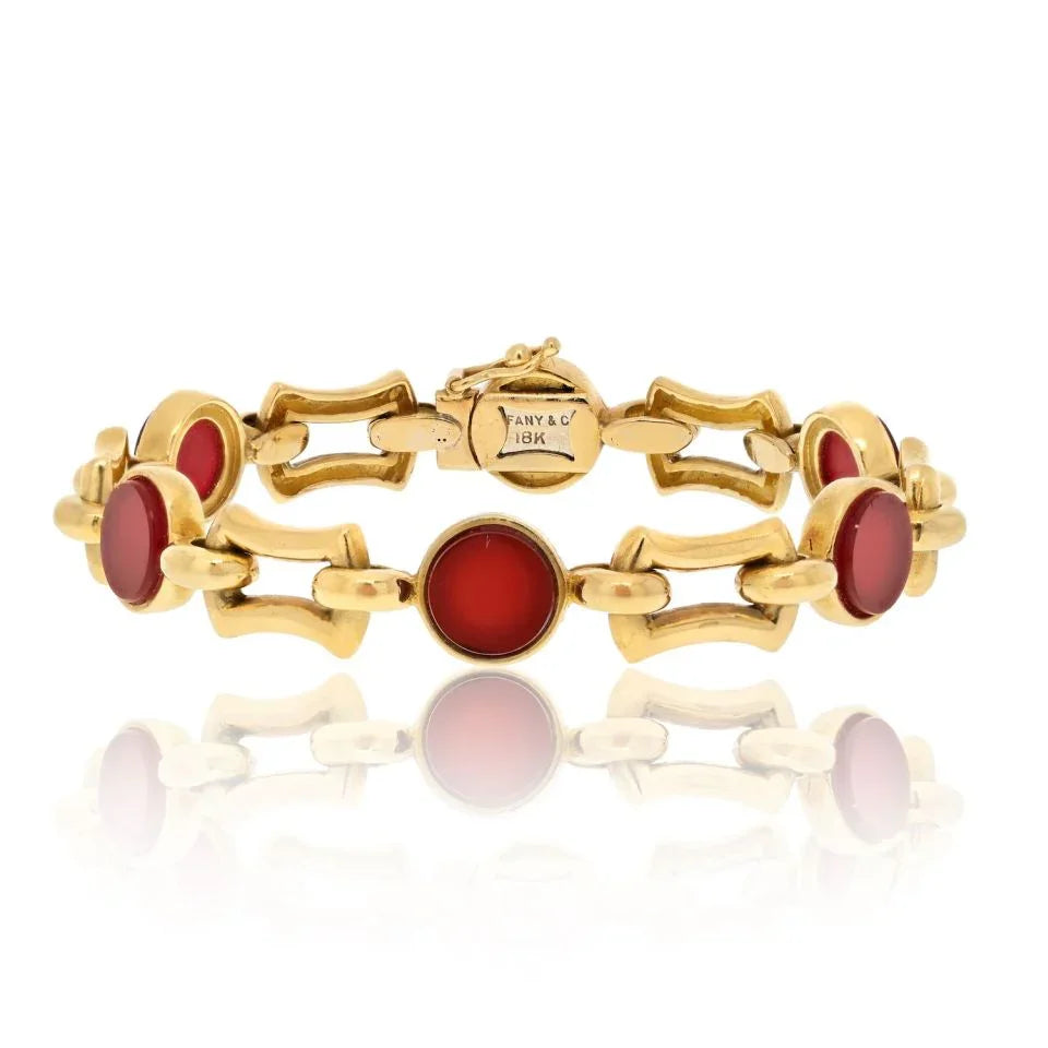 Tiffany & Co. 18K Yellow Gold Carnelian Link Bracelet - The Back Vault