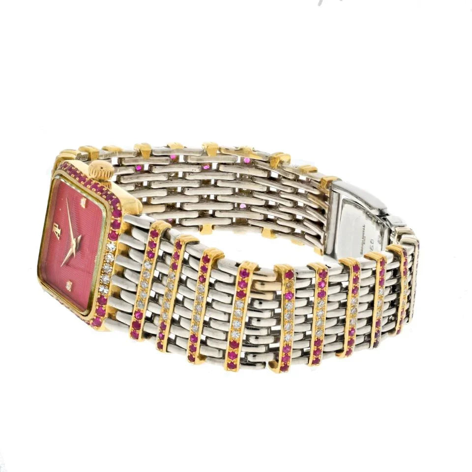 Audemars Piguet 18K Two Tone Red Dial Ruby And Diamond Women Watch - The Back Vault