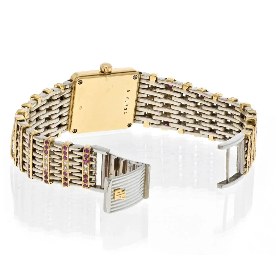 Audemars Piguet 18K Two Tone Red Dial Ruby And Diamond Women Watch - The Back Vault