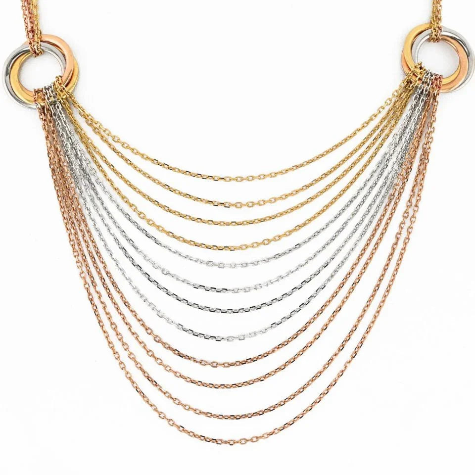 Cartier 18K Tri Color Trinity Draped Chain Necklace - The Back Vault