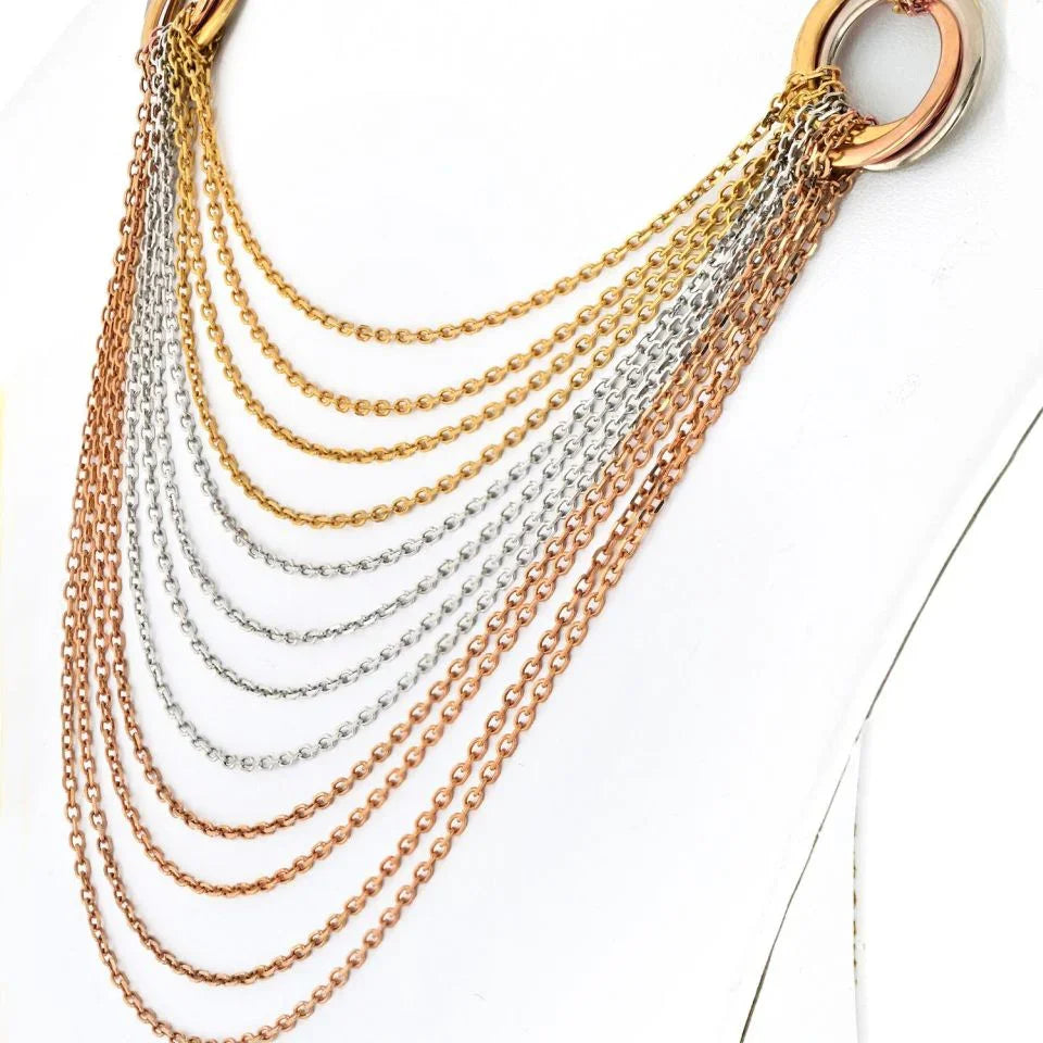 Cartier 18K Tri Color Trinity Draped Chain Necklace - The Back Vault