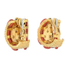 David Webb Platinum & 18K Yellow Gold Coral, Diamond And Black Enamel Earrings - The Back Vault