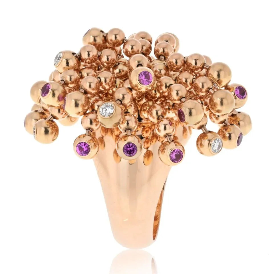 Cartier Nouvelle Vague 18K Rose Gold Nouvelle Vague Diamond And Pink Sapphire Ring - The Back Vault