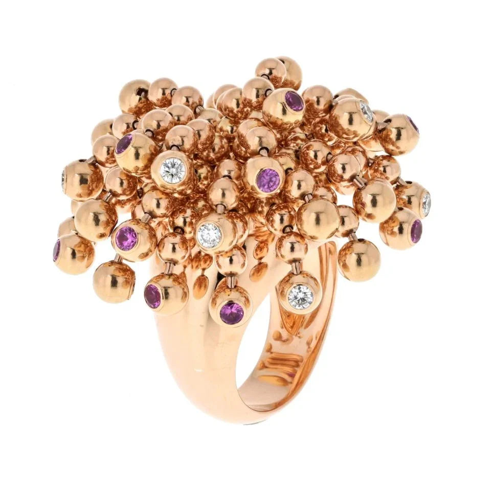 Cartier Nouvelle Vague 18K Rose Gold Nouvelle Vague Diamond And Pink Sapphire Ring - The Back Vault