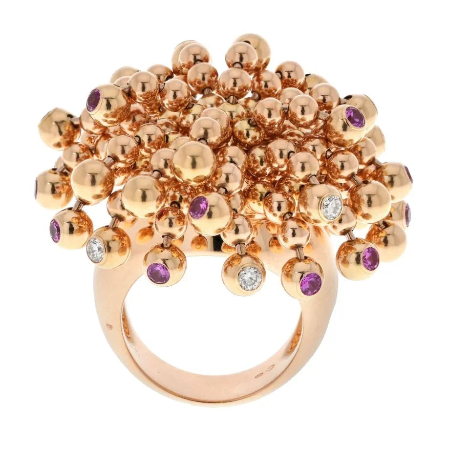 Cartier Nouvelle Vague 18K Rose Gold Nouvelle Vague Diamond And Pink Sapphire Ring - The Back Vault