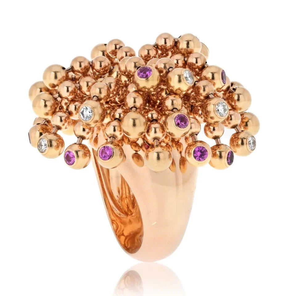 Cartier Nouvelle Vague 18K Rose Gold Nouvelle Vague Diamond And Pink Sapphire Ring - The Back Vault
