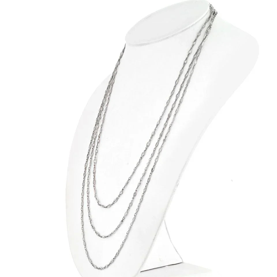 Platinum 29.50cttw Marquise Cut Diamond By The Yard 70 inches Necklace - The Back Vault