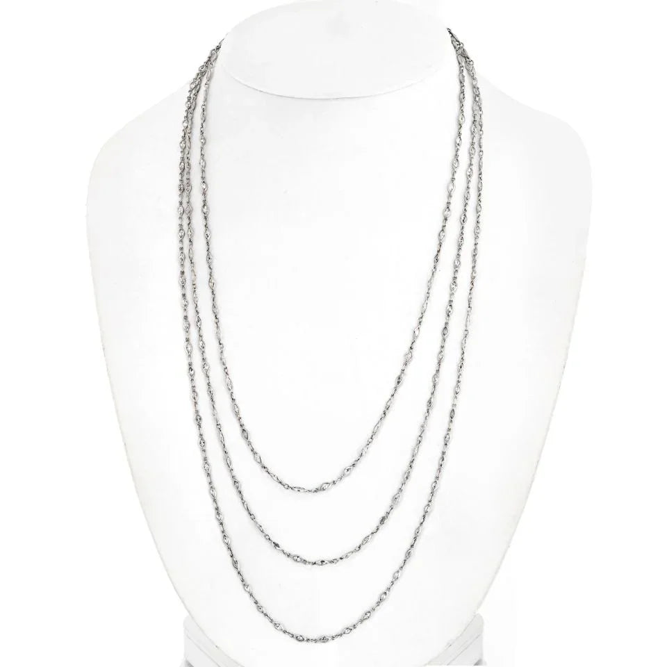 Platinum 29.50cttw Marquise Cut Diamond By The Yard 70 inches Necklace - The Back Vault