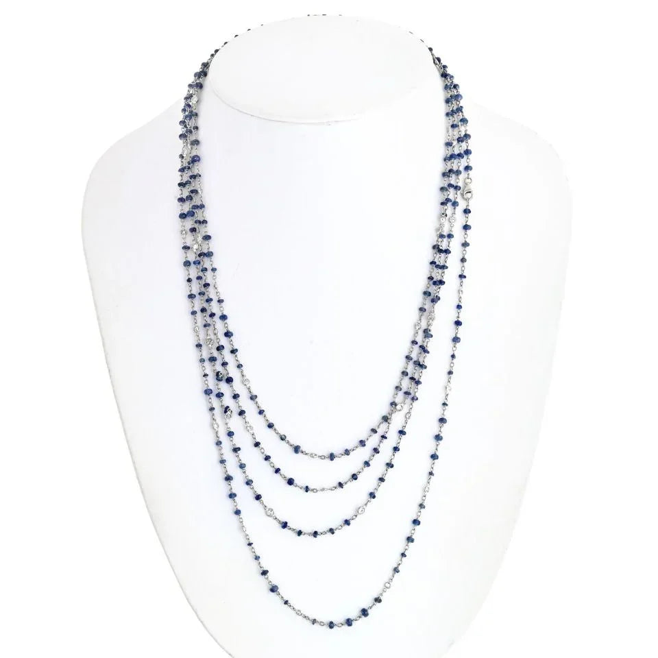 Platinum Sapphire And Diamond By The Yard 80 Inch Chain Necklace - The Back Vault
