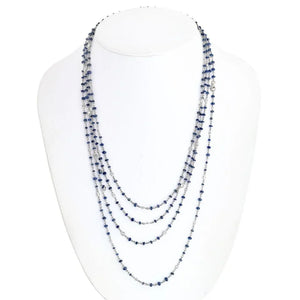Platinum Sapphire And Diamond By The Yard 80 Inch Chain Necklace