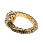 David Webb Platinum & 18K Yellow Gold Double Head Tiger Black Enamel Bracelet - The Back Vault