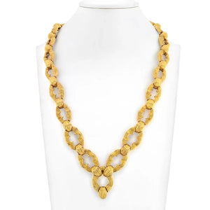 David Webb 18K Yellow Gold 1970's Textured Large Open Link Chain Necklace