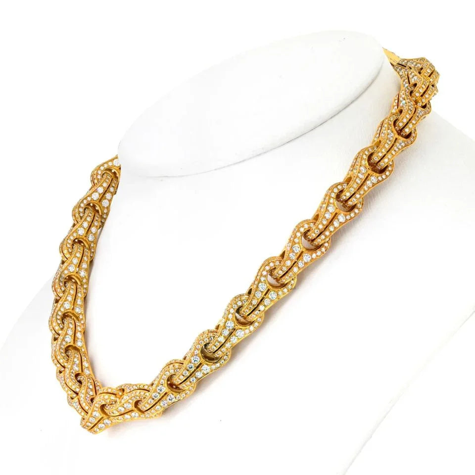 Di Modolo 18K Yellow Gold 37.62cttw Round Diamond Bicycle Style Link Necklace - The Back Vault