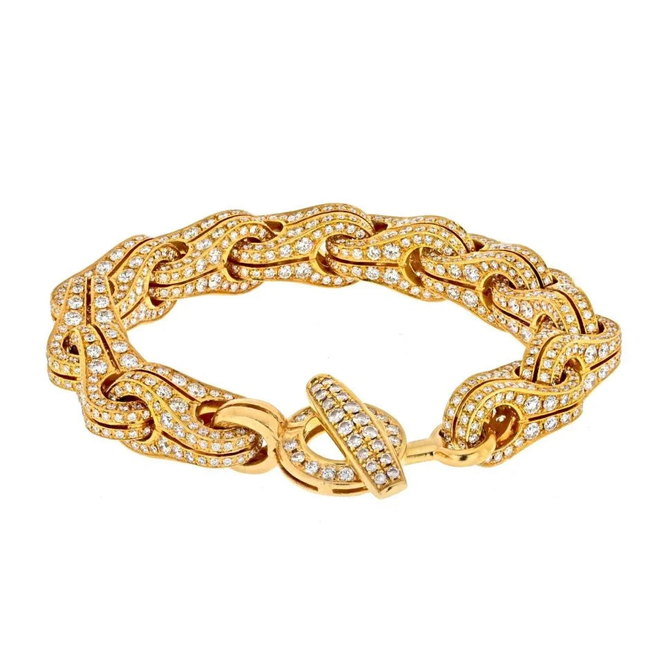 Di Modolo 18K Yellow Gold 15.52cttw Bicycle Style Link Pave Diamond Bracelet - The Back Vault