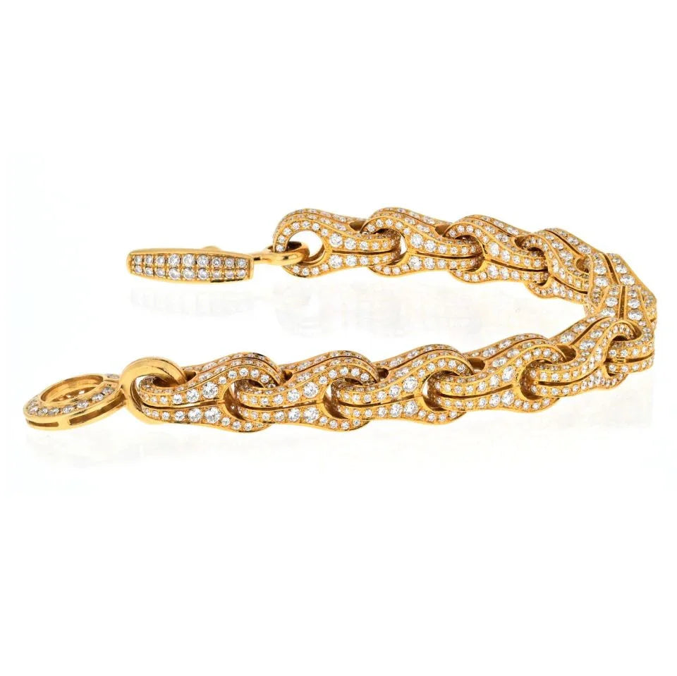 Di Modolo 18K Yellow Gold 15.52cttw Bicycle Style Link Pave Diamond Bracelet - The Back Vault