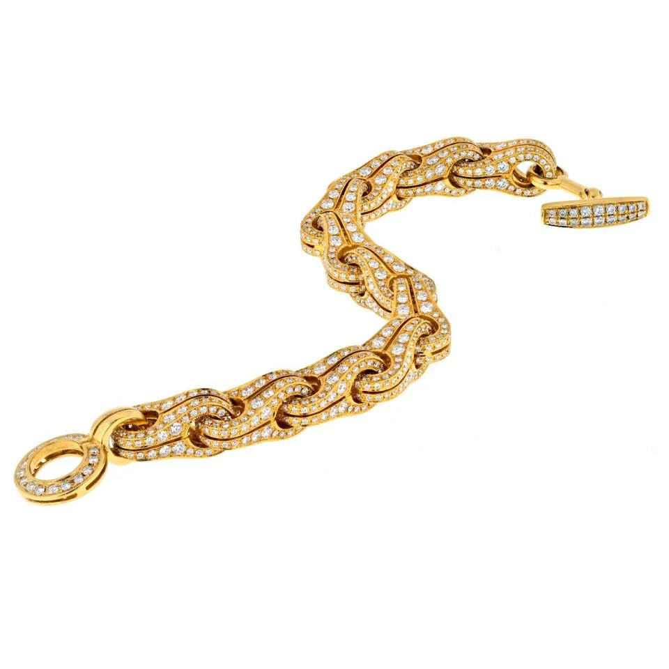 Di Modolo 18K Yellow Gold 15.52cttw Bicycle Style Link Pave Diamond Bracelet - The Back Vault