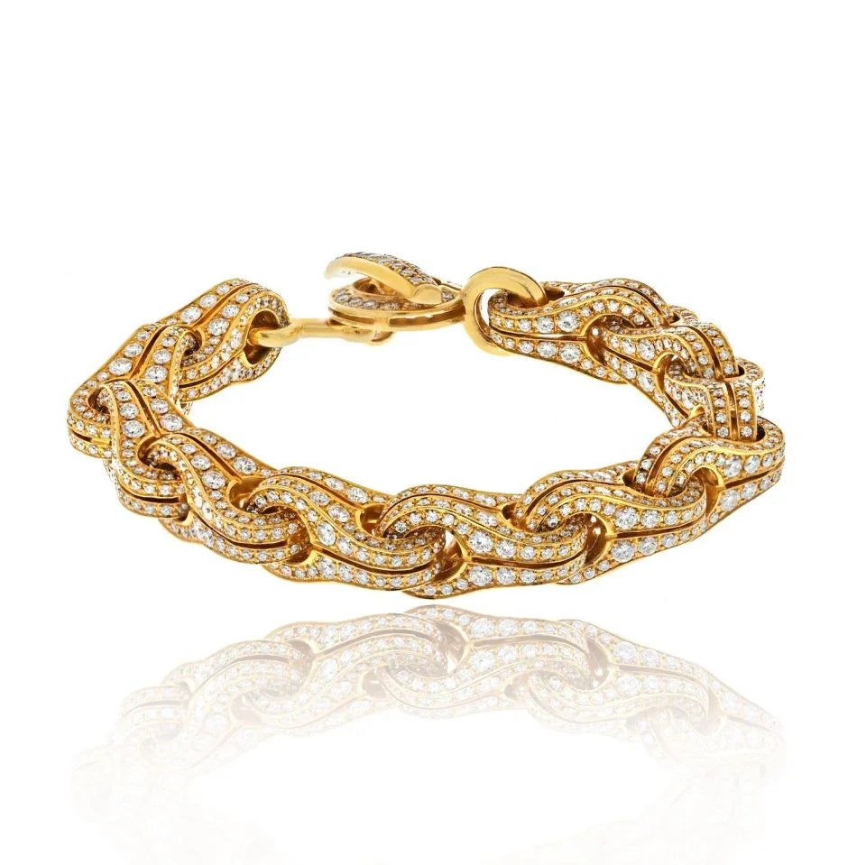 Di Modolo 18K Yellow Gold 15.52cttw Bicycle Style Link Pave Diamond Bracelet - The Back Vault