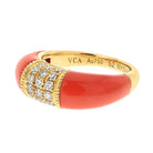 Van Cleef & Arpels 18K Yellow Gold Coral Diamond Ring - The Back Vault