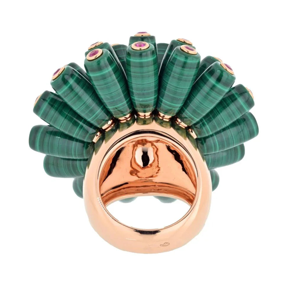 Cartier Nouvelle Vague 18K Rose Gold Nouvelle Vague Malachite Fire Opal Ring - The Back Vault