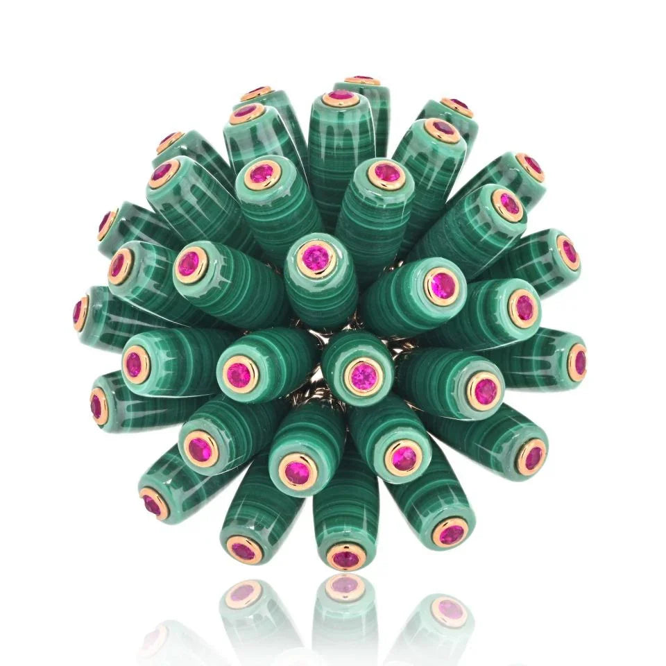 Cartier Nouvelle Vague 18K Rose Gold Nouvelle Vague Malachite Fire Opal Ring - The Back Vault