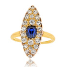 Tiffany & Co. 14K Yellow Gold Burma Sapphire And Old Cut Diamond Navette Ring - The Back Vault