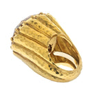 David Webb Platinum & 18K Yellow Gold Citrine Hammered Finish Cocktail Ring - The Back Vault