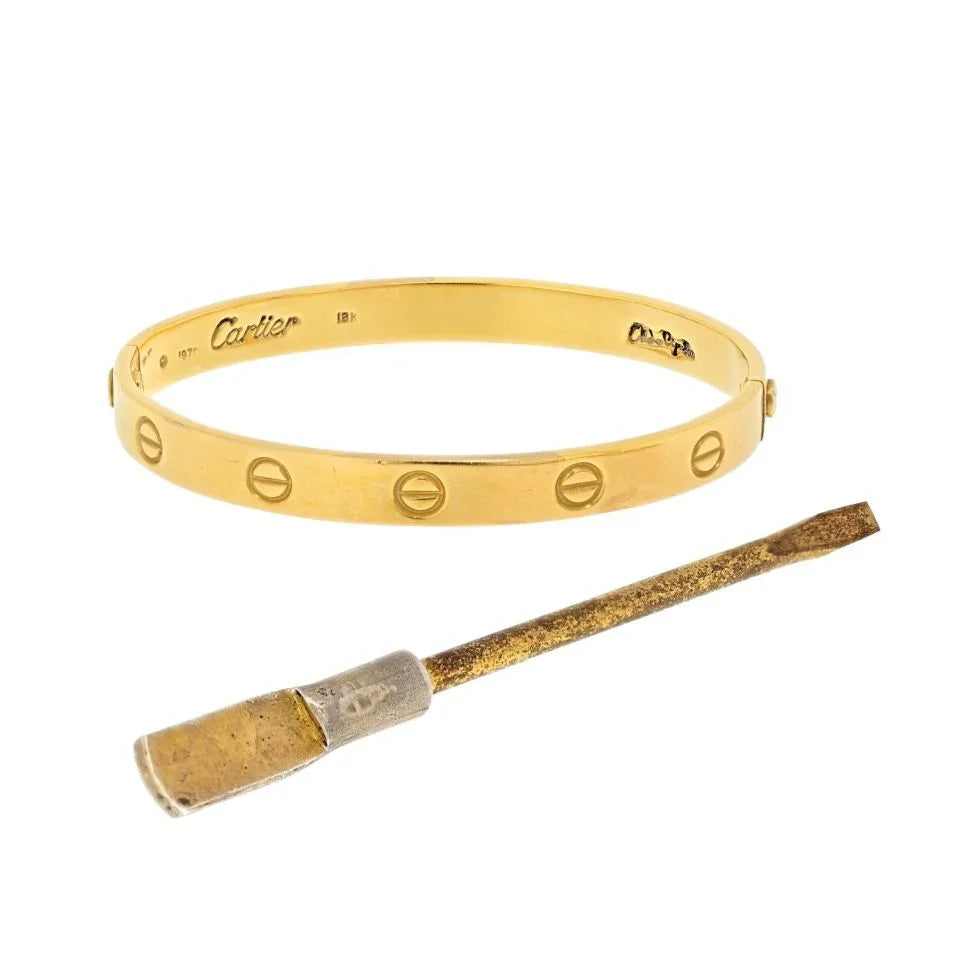 Cartier 18K Yellow Gold 1970 Aldo Cipullo Size 17 Love Bracelet - The Back Vault