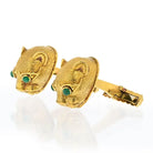 David Webb Platinum & 18K Yellow Gold Leopard Cabochon Emerald Eyes Cuff Links - The Back Vault