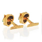 David Webb Platinum & 18K Yellow Gold Leopard Cabochon Emerald Eyes Cuff Links - The Back Vault