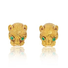 David Webb Platinum & 18K Yellow Gold Leopard Cabochon Emerald Eyes Cuff Links - The Back Vault