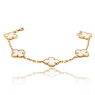 Van Cleef & Arpels Alhambra 18K Yellow Gold 5 Motif Mother Of Pearl Alhambra Bracelet - The Back Vault