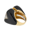 David Webb Platinum & 18K Yellow Gold Black Enamel And Diamond Cocktail Ring - The Back Vault
