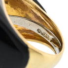 David Webb Platinum & 18K Yellow Gold Black Enamel And Diamond Cocktail Ring - The Back Vault