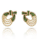 Chaumet Platinum & 18K Yellow Gold Diamond, Pearl And Green Emerald Clip Earrings - The Back Vault