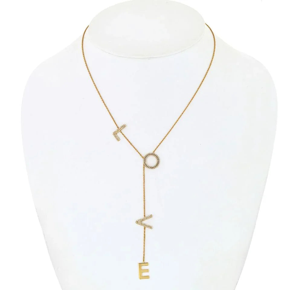 Love 18K Yellow Gold Diamond L-O-V-E Necklace - The Back Vault