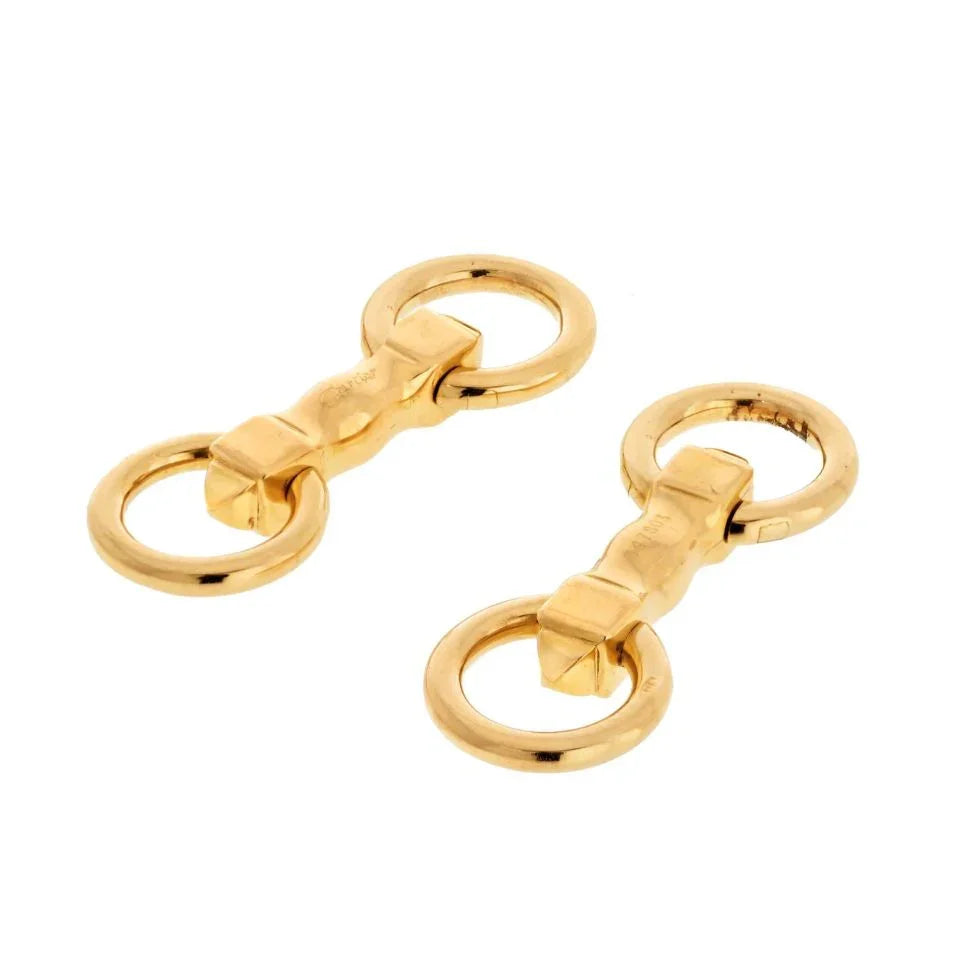 Cartier 18K Yellow Gold Round Folding Cuff Links - The Back Vault
