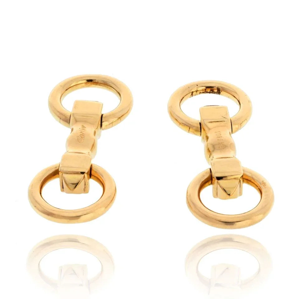 Cartier 18K Yellow Gold Round Folding Cuff Links - The Back Vault