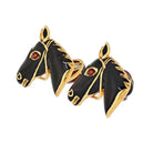 David Webb 18K Yellow Gold Black Enamel Jockey Horse Cuff Links - The Back Vault