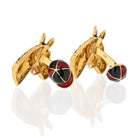 David Webb 18K Yellow Gold Black Enamel Jockey Horse Cuff Links - The Back Vault