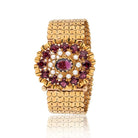 18K Yellow Gold Victorian Garnet and Pearl Bracelet - The Back Vault