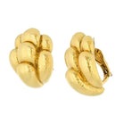 David Webb Platinum & 18K Yellow Gold Hammered Organic Design Clip Earrings - The Back Vault