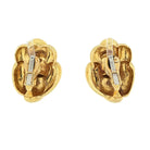 David Webb Platinum & 18K Yellow Gold Hammered Organic Design Clip Earrings - The Back Vault