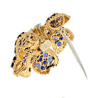David Webb Platinum & 18K Yellow Gold Diamond And Sapphire Flower Brooch - The Back Vault