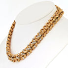14K Yellow Gold 1950's Weave Twisted Gold Round Diamond Necklace - The Back Vault
